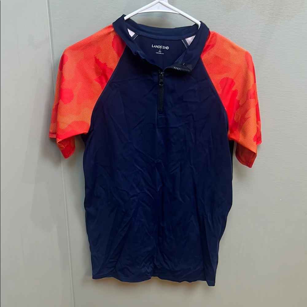 Lands' End Blue and Orange Rashguard Swim Shirt